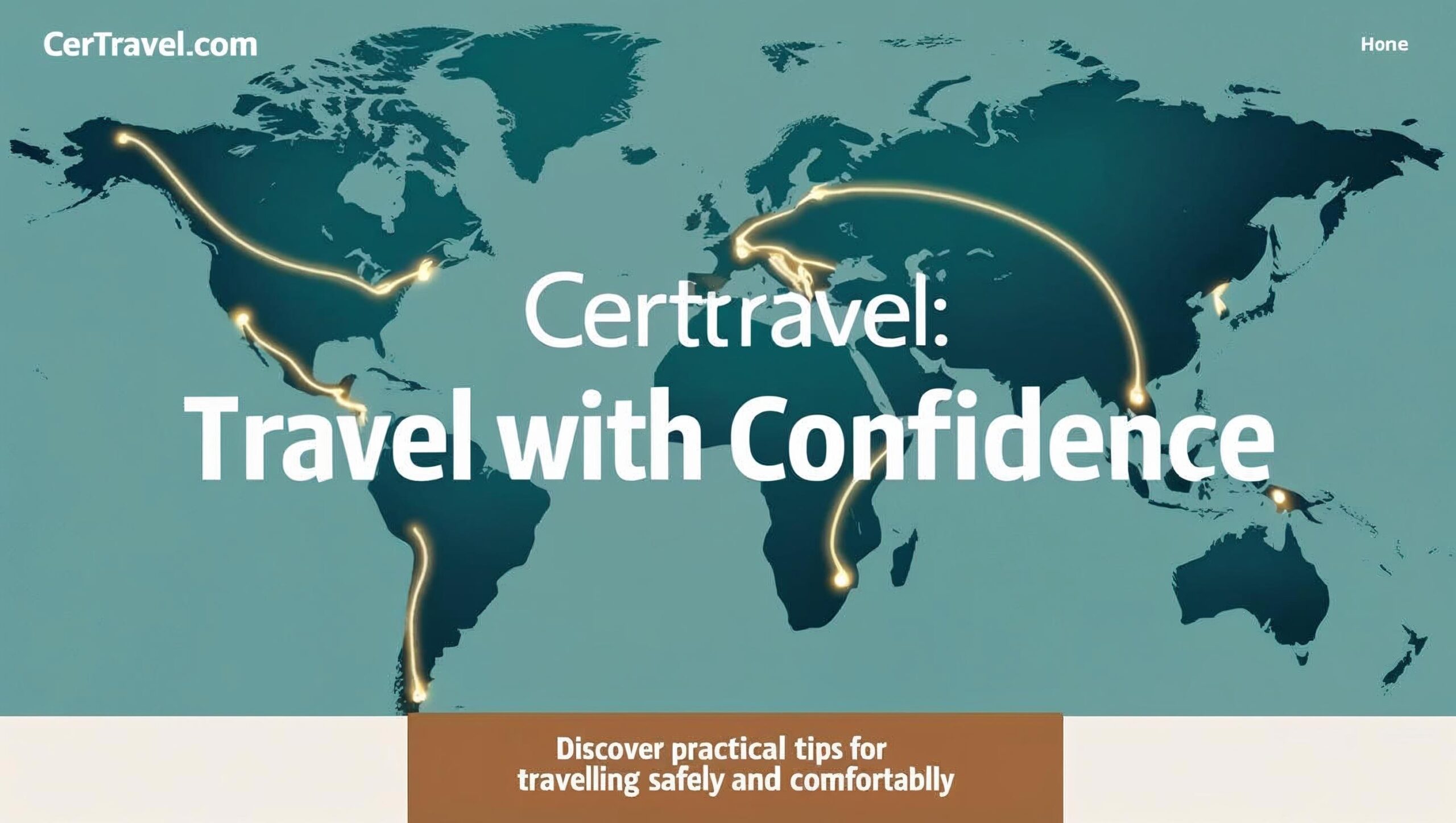 Create a banner for my website certravel.com_ travel with confidence, Discover practical tips for traveling safely and comfortably with Certravel. (3)